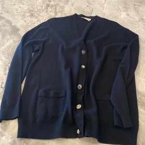 Tory Burch 100% Merino Wool Cardigan with Jewel Buttons, XL